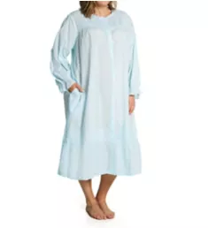 Plus 100% Cotton Woven Crochet Long Sleeve Robe