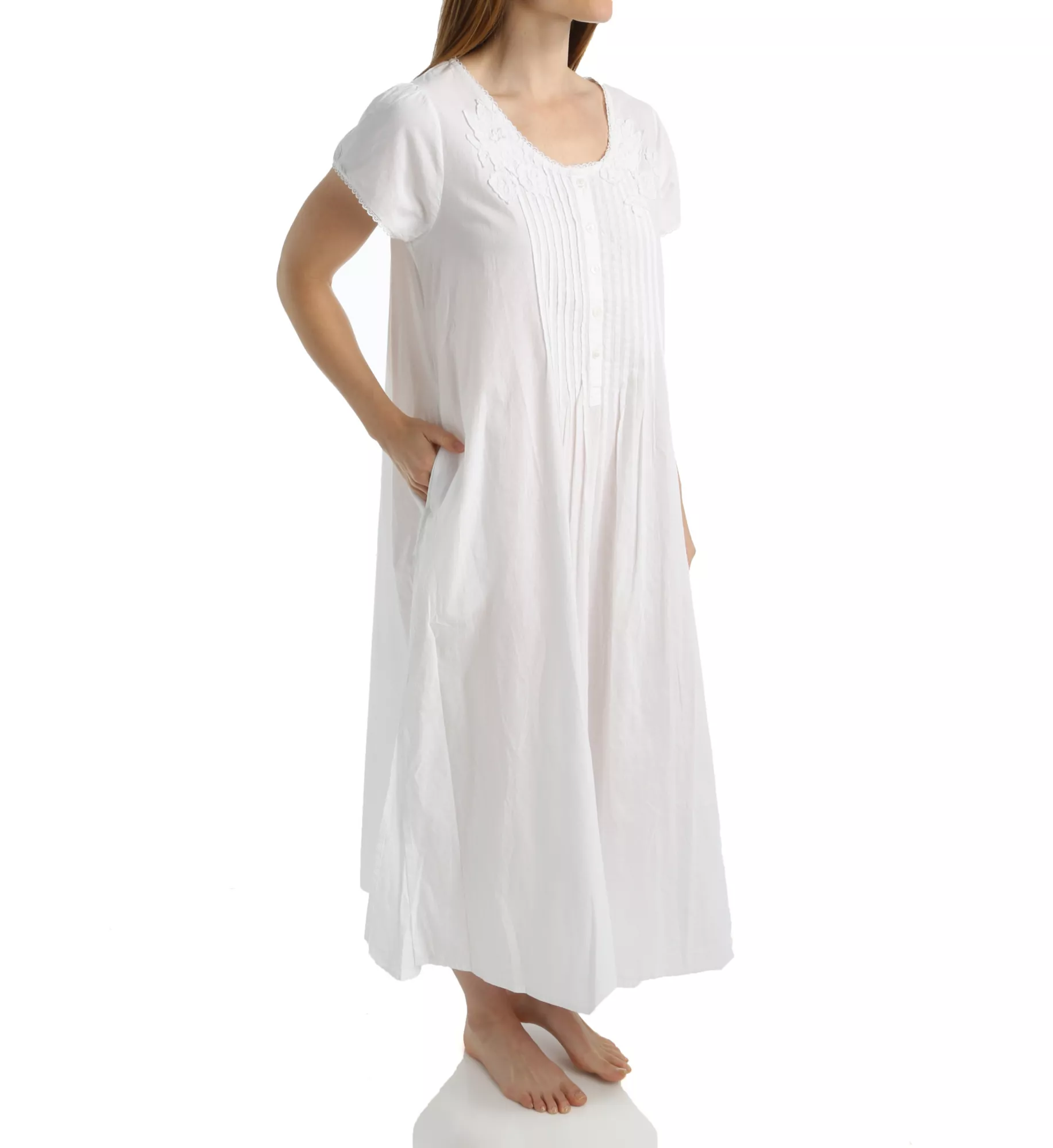 La Cera 100% Cotton Woven Lace Applique Ballet Gown – Lightweight, Floral Accents, Style 1275G