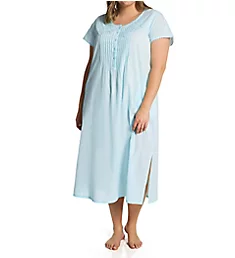 Plus 100% Cotton Woven Lace Applique Ballet Gown Blue 1X