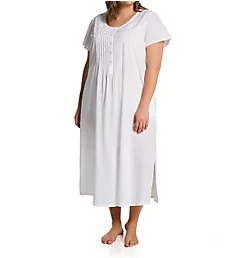 Plus 100% Cotton Woven Lace Applique Ballet Gown White 1X