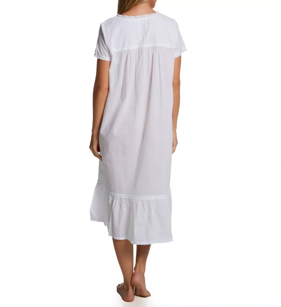 100% Cotton Woven Short Sleeve Gown with Pockets White S