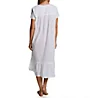 La Cera 100% Cotton Woven Short Sleeve Gown with Pockets 1282G - Image 2
