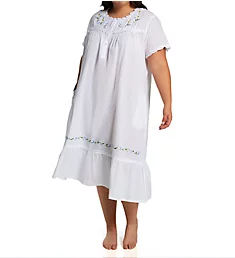 Plus 100% Cotton Woven S/L Gown with Pockets