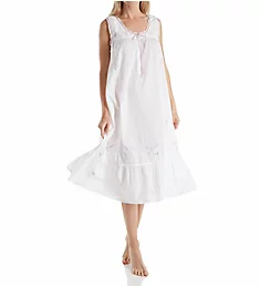 100% Cotton Woven Sleeveless Nightgown White S