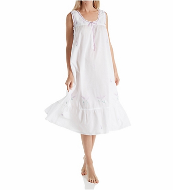 La Cera 100% Cotton Woven Sleeveless Nightgown