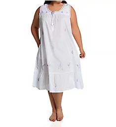 Plus 100% Cotton Woven Sleeveless Nightgown White 1X