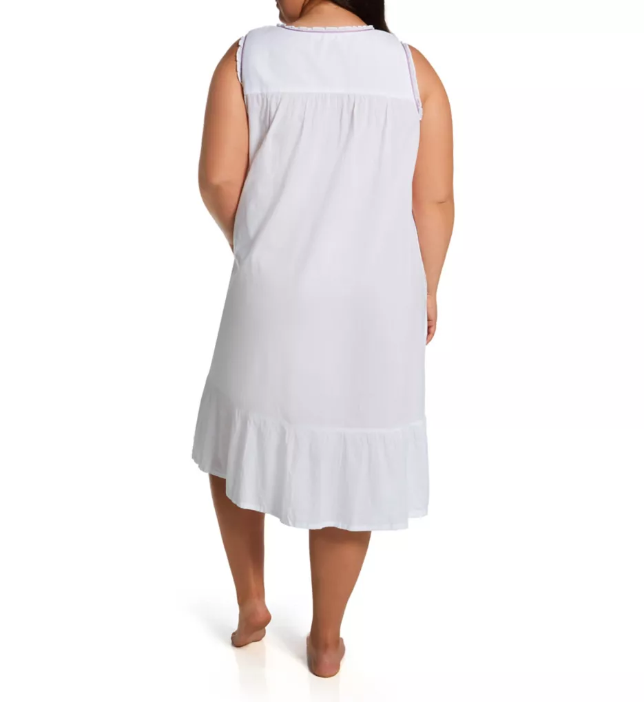 Plus 100% Cotton Woven Sleeveless Nightgown White 1X
