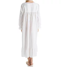 100% Cotton Woven Embroidery Long Sleeve Gown White/Lavender S