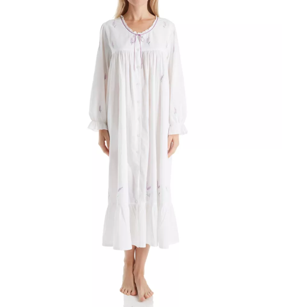 La Cera 100% Cotton Woven Embroidery Long Sleeve Gown 1283R - Image 1