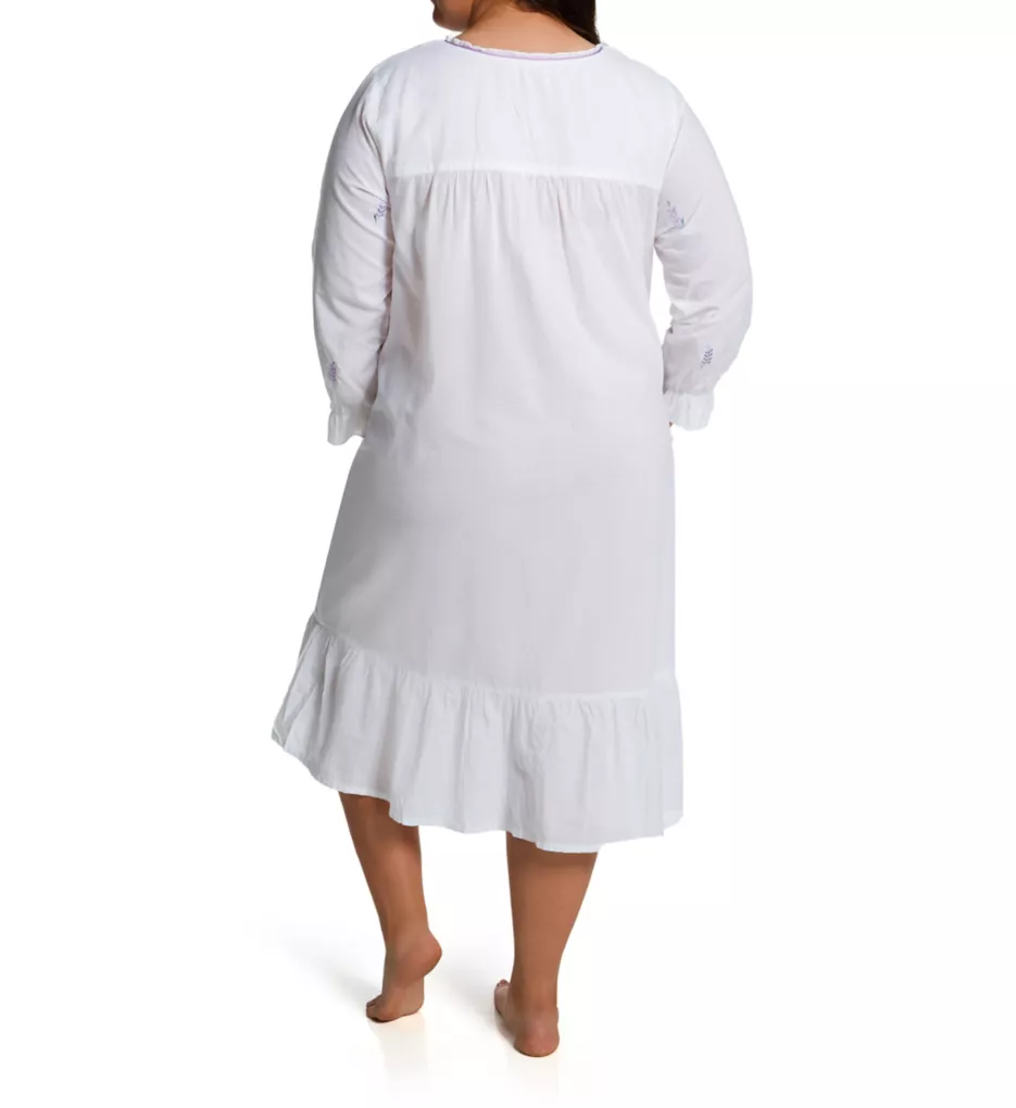 La Cera Plus 100% Cotton Woven Embroidery Long Sleeve Gown 1283RX - Image 2