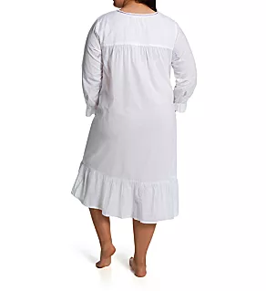 Plus 100% Cotton Woven Embroidery Long Sleeve Gown