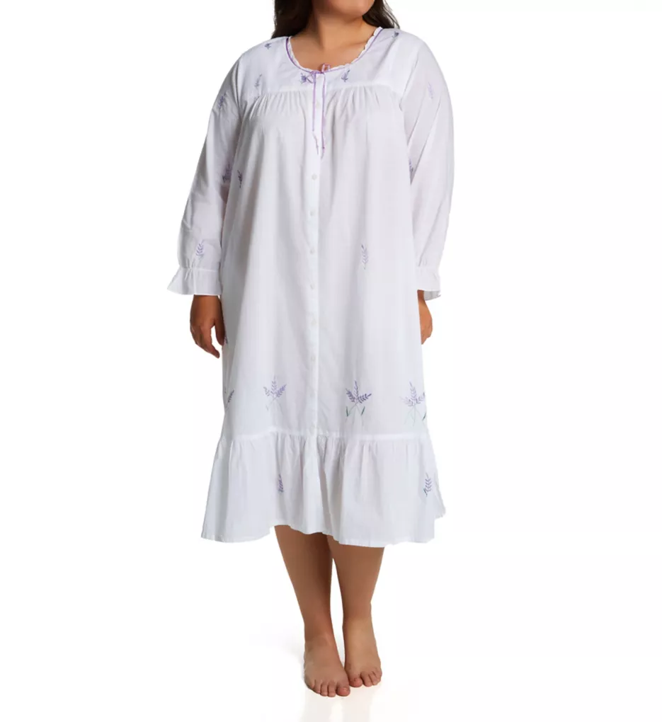 La Cera Plus 100% Cotton Woven Embroidery Long Sleeve Gown 1283RX - Image 1