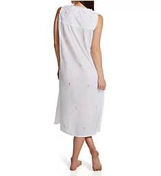 100% Cotton Woven Sleeveless Long Nightgown White S