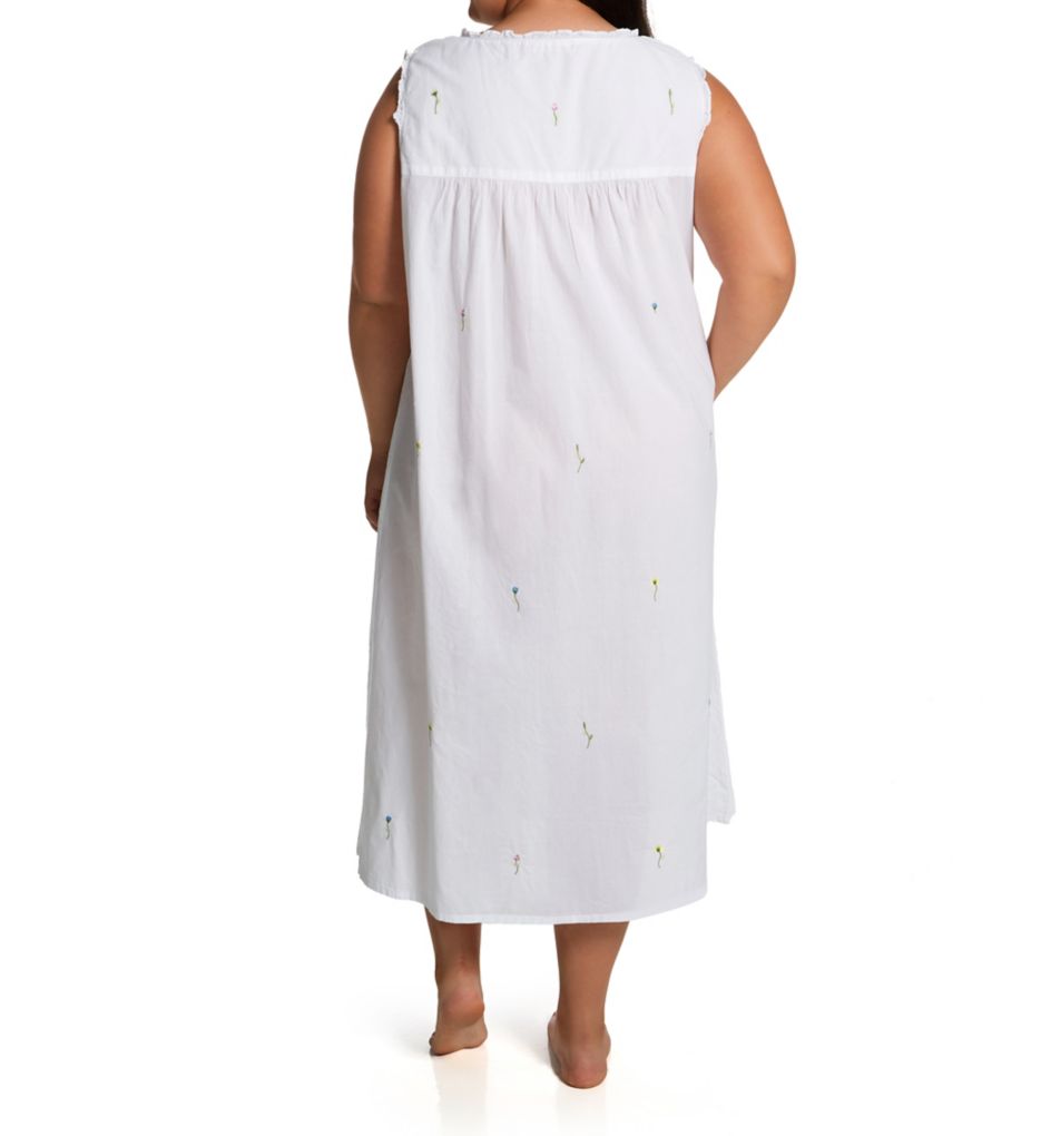 Plus 100% Cotton Woven Sleeveless Long Nightgown