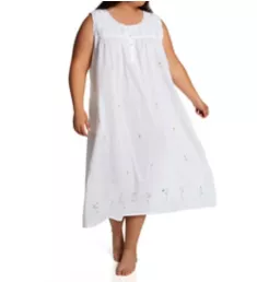 Plus 100% Cotton Woven Sleeveless Long Nightgown