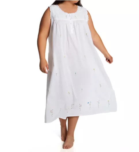 La Cera Plus 100% Cotton Woven Sleeveless Long Nightgown 1286GX