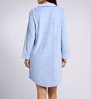 Velour Button Down Sleep Shirt Blue S