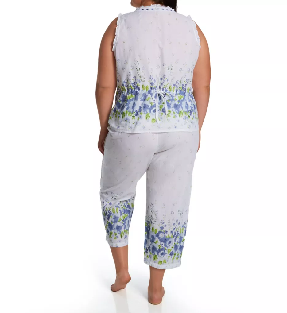 Plus 100% Cotton Woven S/L Printed Pajama Set Blue 1X