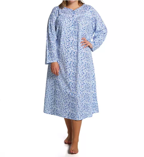 La Cera Plus Cotton Knit Long Sleeve Nightgown 1530X