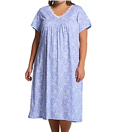 Plus Cotton Knit Short Sleeve Sleepshirt Lilac 2X