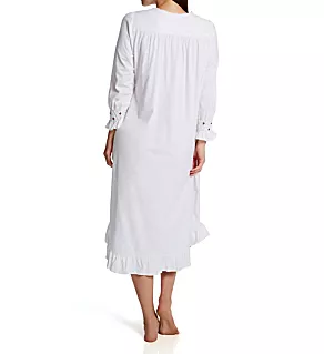 100% Cotton Knit Red Rose Long Sleeve Gown