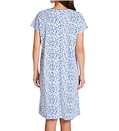 Cotton Knit Short Sleeve Sleepshirt Blue/White Floral L