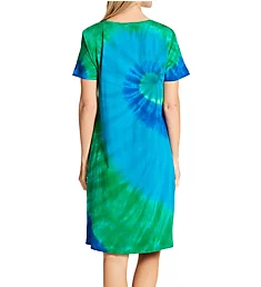 100% Cotton Bold Knit Lounge Dress Blue/Turquoise/Green S