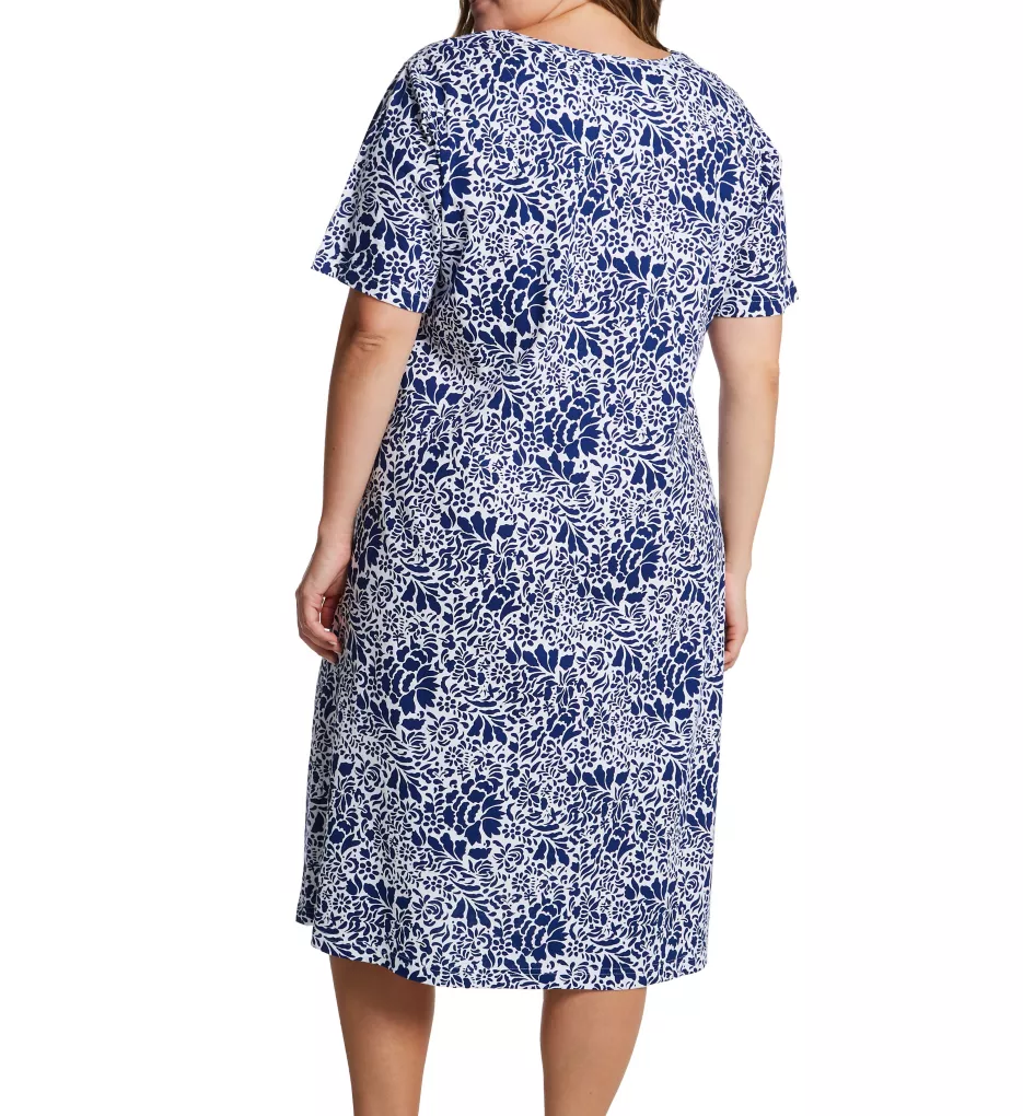 La Cera Plus 100% Cotton Knit Short Sleeve Lounge Dress 2523X - Image 2