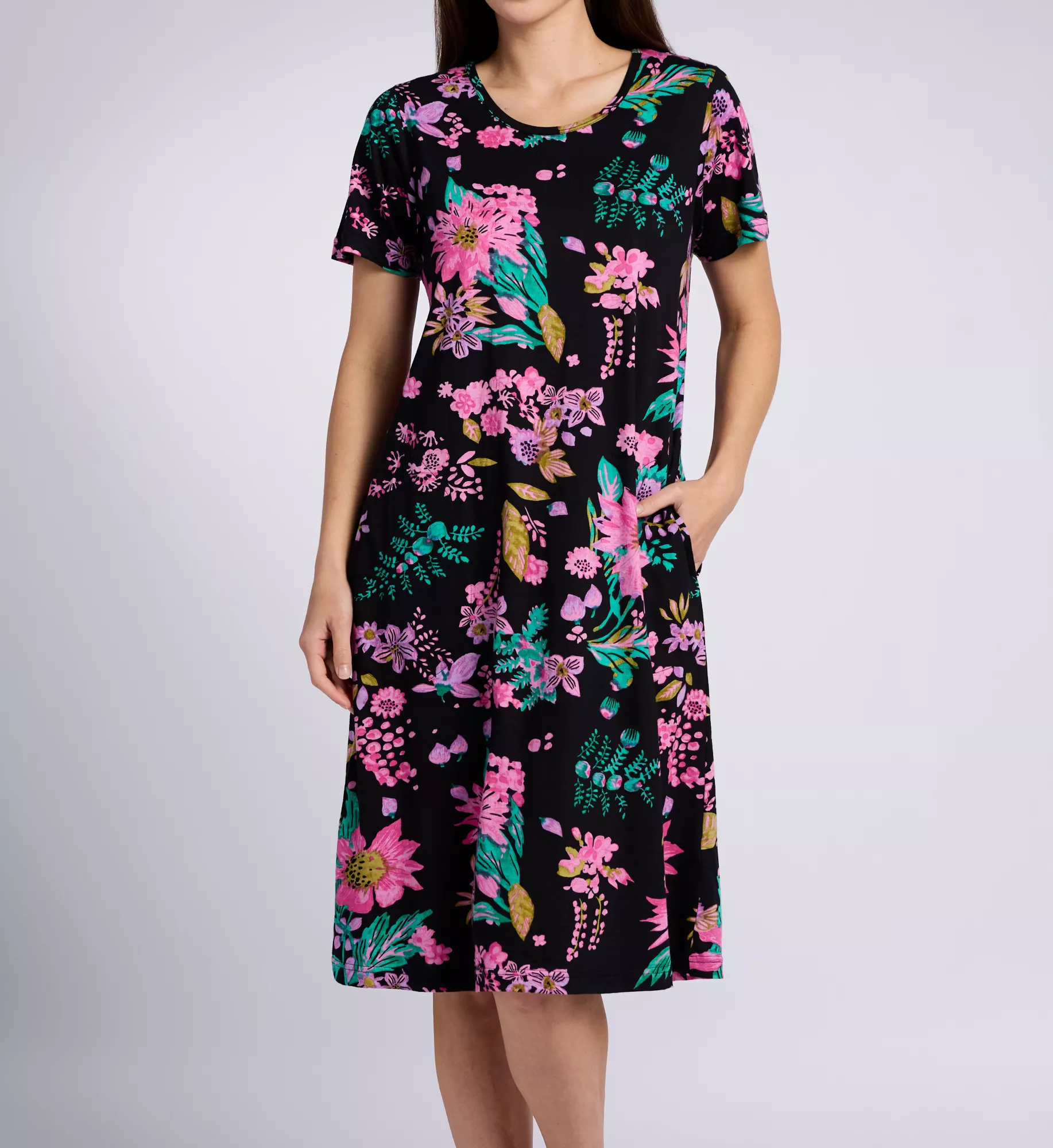 Lace Detail Short Sleeve Lounge Dress