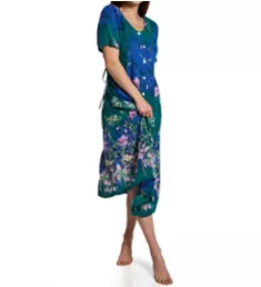 Button Front Rayon Long Lounge Dress