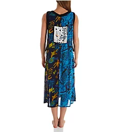 Button Front Patchwork Rayon Lounge Dress