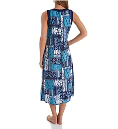Button Front Sleeveless Lounge Dress with Pockets Blue S