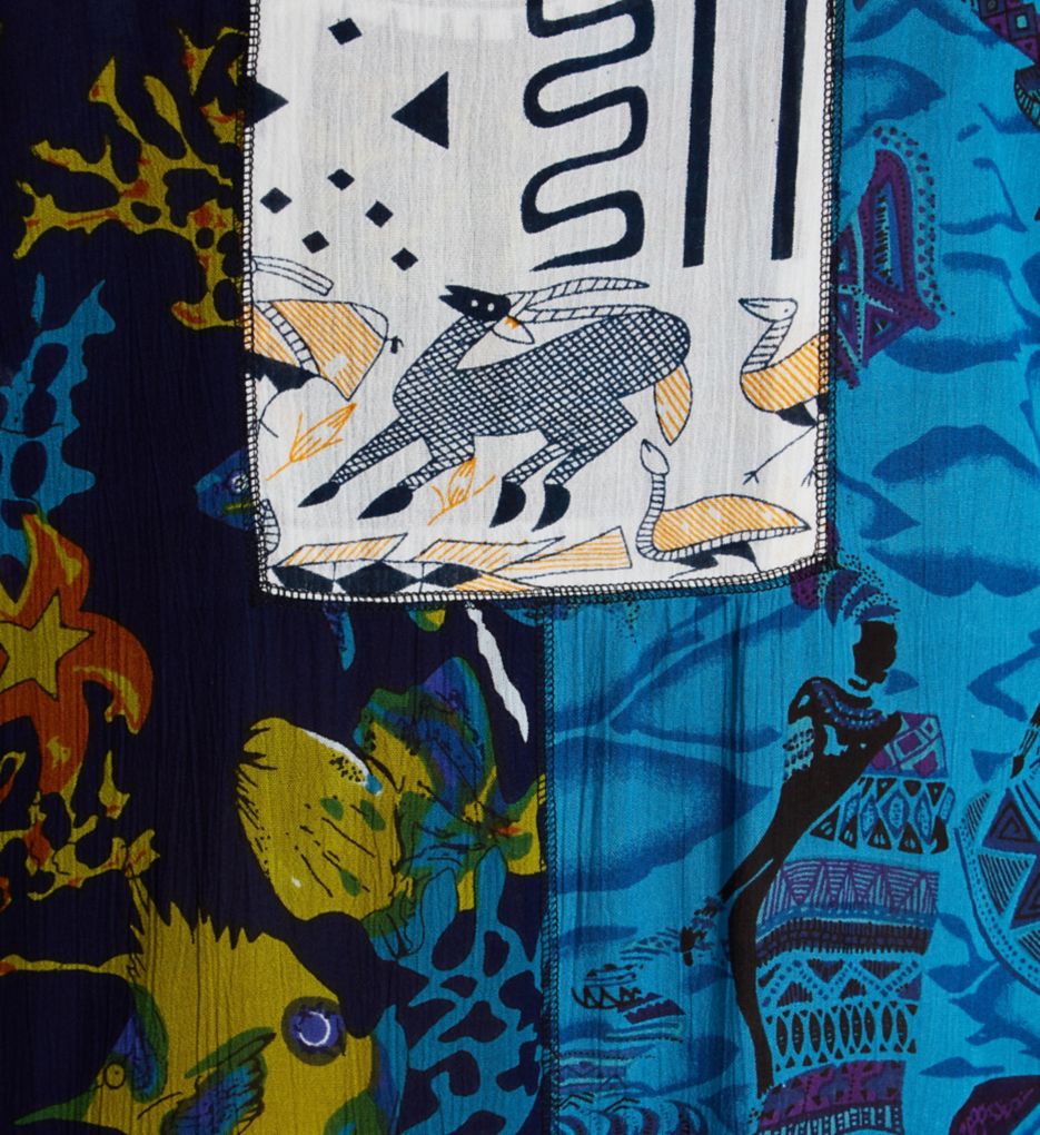 La Cera Plus Button Front Patchwork Rayon Lounge Dress 2746X - Image 4