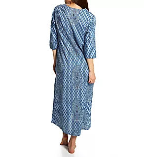 100% Cotton Sequin Caftan Blue Paisley S