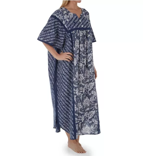 La Cera 100% Cotton Block Pattern Caftan 3004