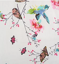 100% Cotton Voile Lined Hummingbird Print Caftan White/Hummingbird S