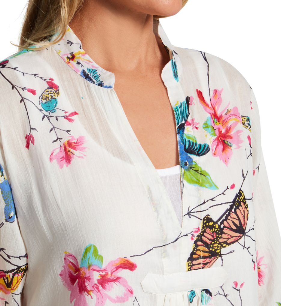 100% Cotton Voile Lined Hummingbird Print Caftan-cs2