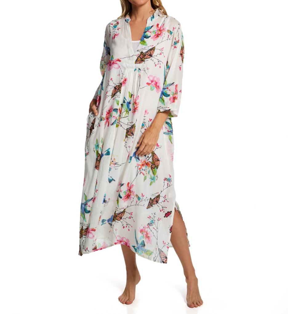 100% Cotton Voile Lined Hummingbird Print Caftan