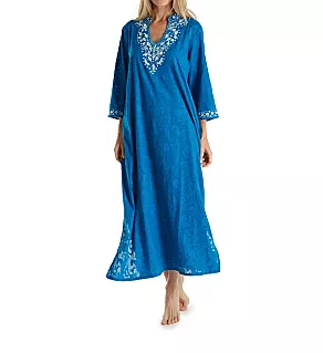 100% Cotton Woven Embroidered Jacquard Caftan Royal S