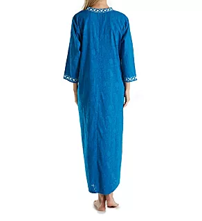 100% Cotton Woven Embroidered Jacquard Caftan Royal S