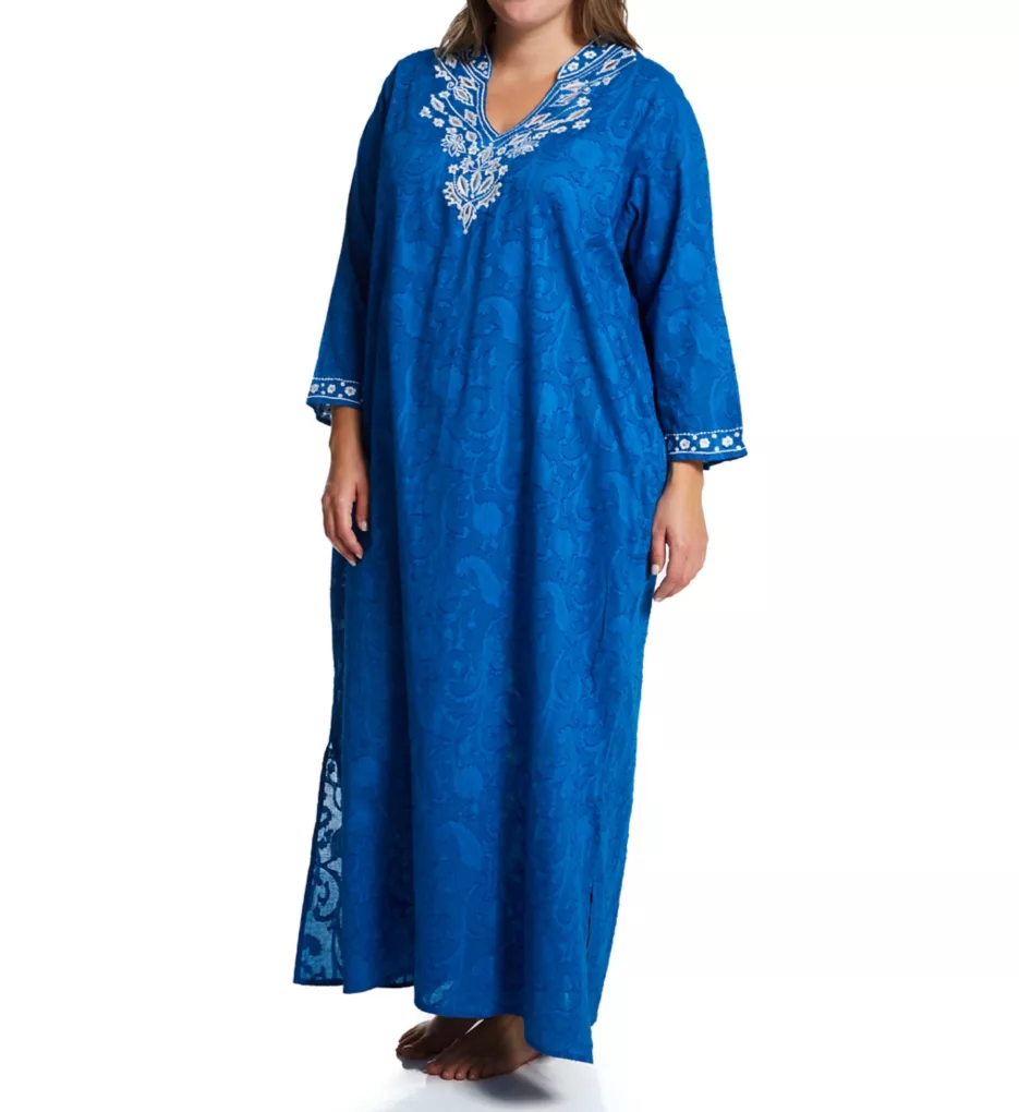 La Cera Plus 100% Cotton Woven Embroidered Jacquard Caftan 3117X - Image 1