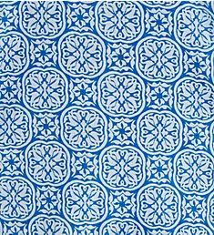 100% Cotton Woven Tile Print Caftan Blue S
