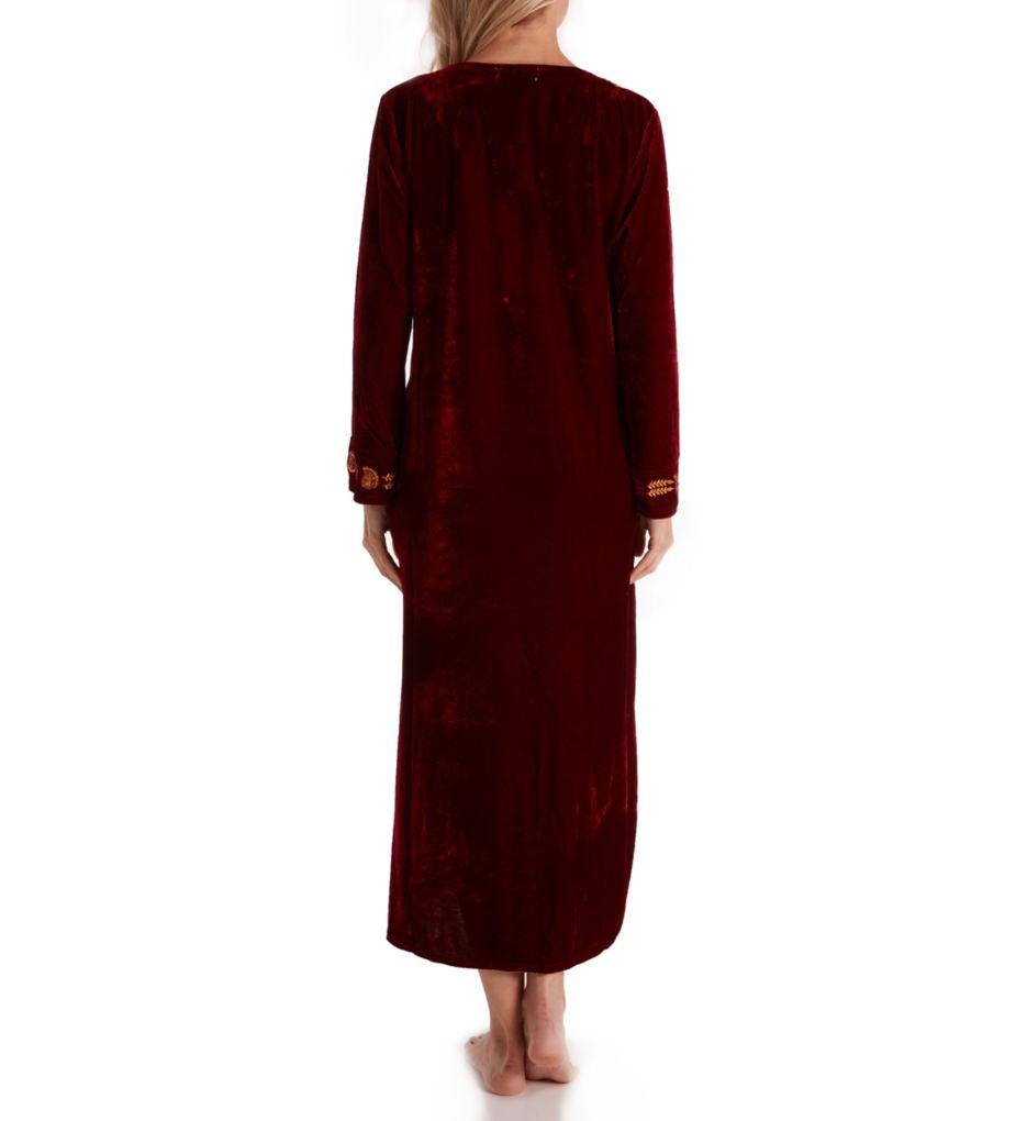 La Cera Embroidered Velvet Caftan-bs