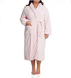 Plus 100% Polyester Honeycomb Fleece Robe Pink 1X