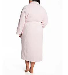 Plus 100% Polyester Honeycomb Fleece Robe Pink 1X