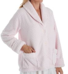 100% Polyester Honeycomb Fleece Bed Jacket Pink M