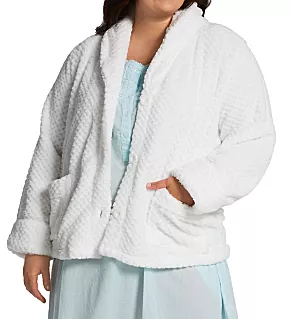 Plus 100% Polyester Honeycomb Fleece Bed Jacket White 1X