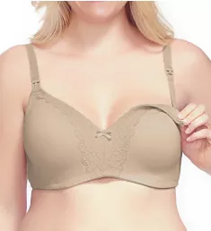 Heavenly Wireless Padded Nursing Bra with Lace Beige 38C