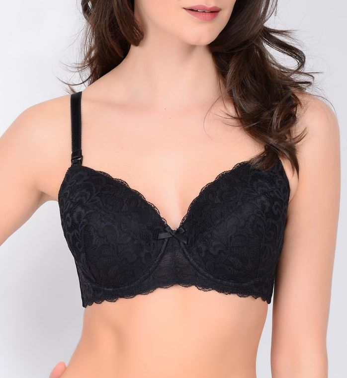 La Leche League (2167901): La Leche League 4533 Hana All Lace Underwire Padded Nursing Bra (Black 36C)