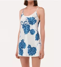 Seta Silk Printed Chemise Off White/Dusty Blue XS